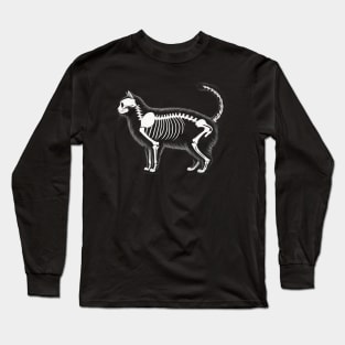 Anatomy of a Cat: Skeleton in Monochrome Long Sleeve T-Shirt